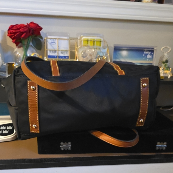 Dooney & Bourke Black Tote with Brown Leather Straps - Picture 4 of 6